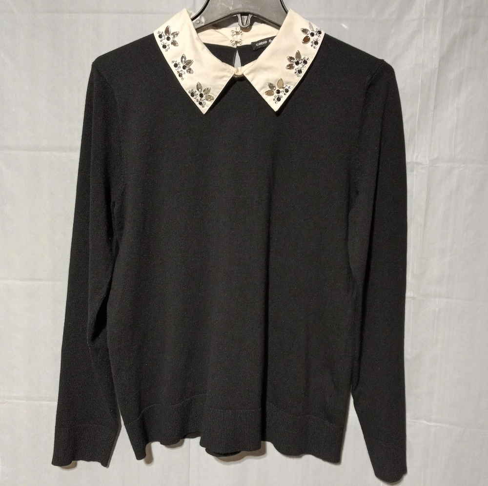 Cable & Guage EUC Bejeweled Party Top, Size Large